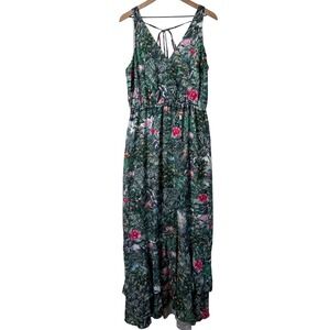H&M Green Floral Maxi Dress with Back Tie